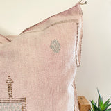 Very Faded Pink With Red Cactus Silk Cushion