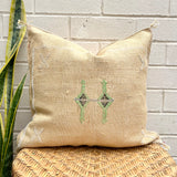 Limestone with Green and Charcoal Cactus Silk Cushion