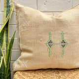 Limestone with Green and Charcoal Cactus Silk Cushion