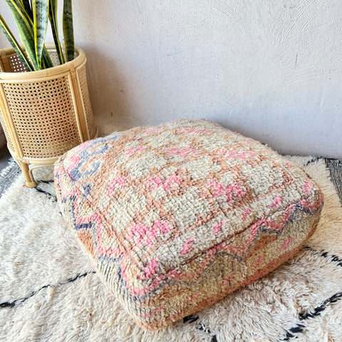 Beige and Faded Peach Moroccan Floor Cushion