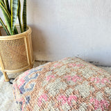 Beige and Faded Peach Moroccan Floor Cushion